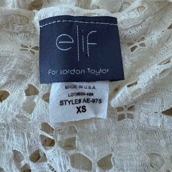 Elif for Jordan Taylor Floral Lace Knit Batwing Bathing Suit Cover Up Cream XS - Picture 5 of 6